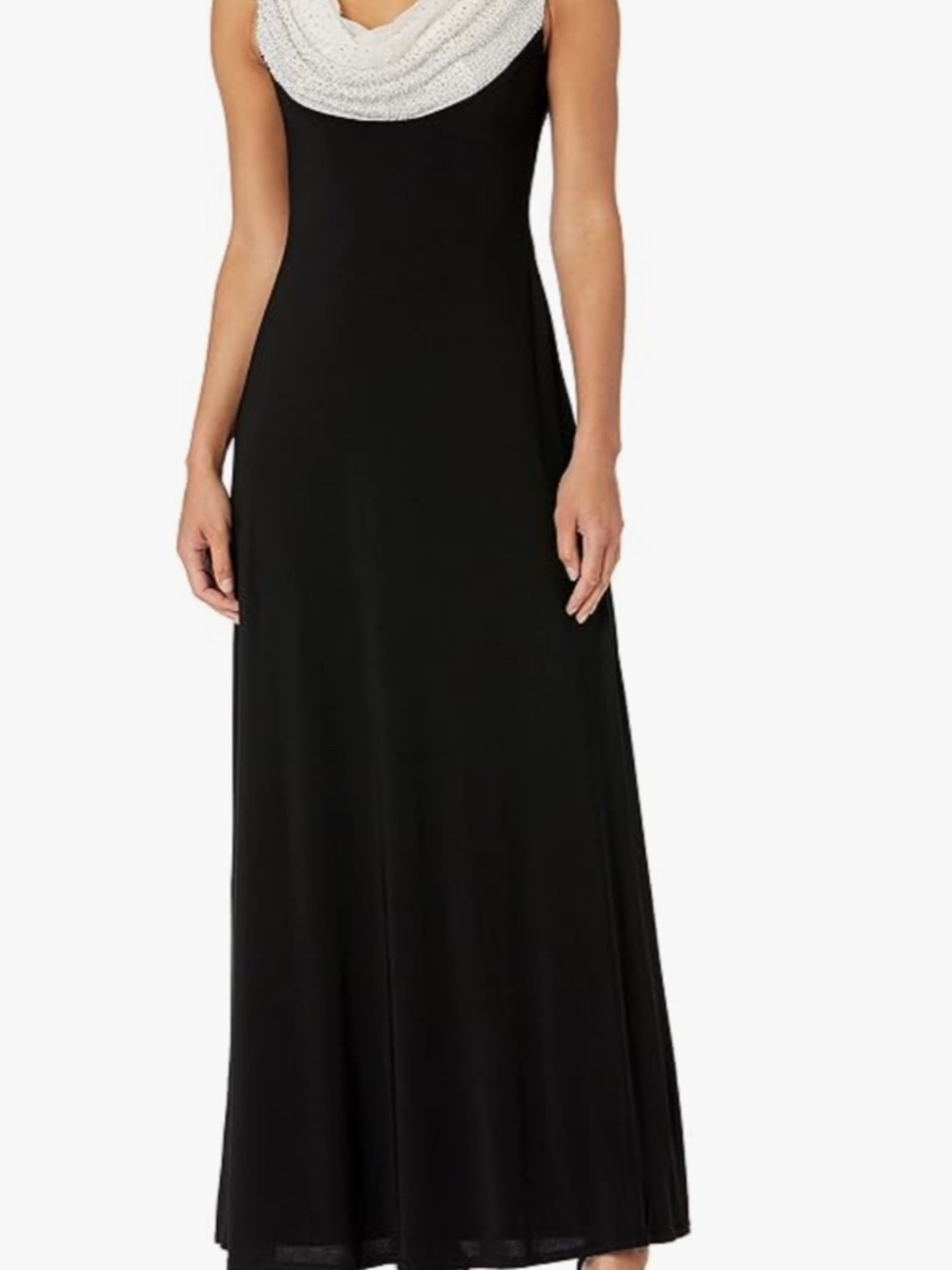 Vintage Cachet Black Beaded Cowl Back Formal Gown Y2K Evening Dress Size 16